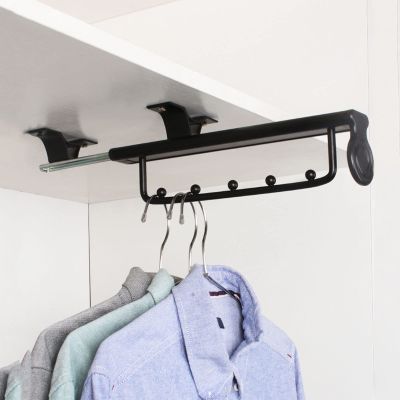 UUNVTOSU Extendable Clothes Rail with Sliding Track,Pull Out Closet Rod Adjustable Wardrobe Rail Clothes Rack,Closet Organizer Rack Racks (Size : 30Cm/11.8In)
