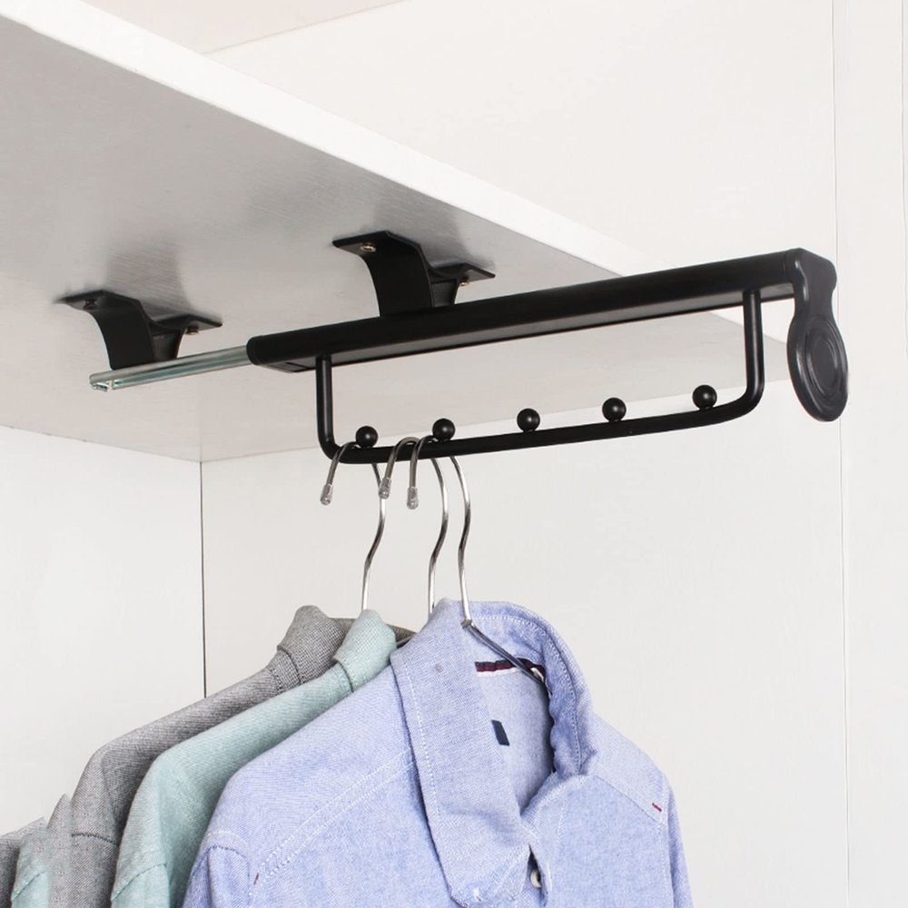 UUNVTOSU Extendable Clothes Rail with Sliding Track,Pull Out Closet Rod Adjustable Wardrobe Rail Clothes Rack,Closet Organizer Rack Racks (Size : 30Cm/11.8In)