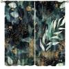 Green Tropical Plant Curtains, Bohe Green Gold Tropical Watercolor Leaves,Home Minimalist Bedroom Living Room Kitchen Window Curtains 42x63in view 1