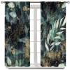 Green Tropical Plant Curtains, Bohe Green Gold Tropical Watercolor Leaves,Home Minimalist Bedroom Living Room Kitchen Window Curtains 42x63in view 3