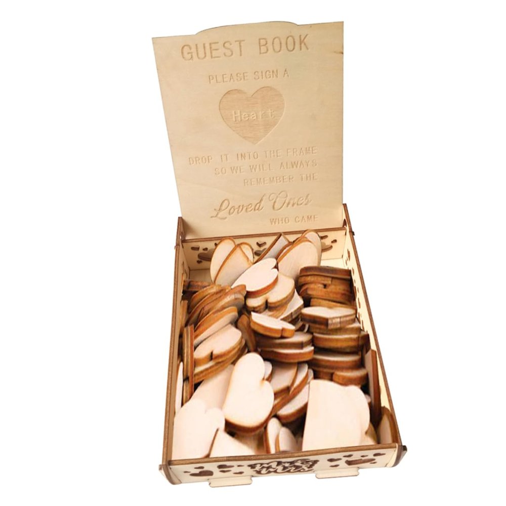 Ciieeo Unique Wedding Guest Book Vintage Wooden Love Letter Box Easy to Carry