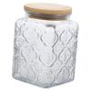 Garneck Embossed Glass Canister Lid Airtight Tea Leaf and Dried Food Organizer Vintage Storage Jar for Kitchen Easy Access and Cleaning Design for Freshness view 1