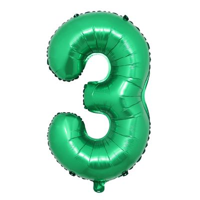 32 green number balloons Foil Balloon Jungle Safari Birthday Balloon Party Decoration Baloon 0 1 2 3 4 5 6 7 8 9 globos Digits Balls (32 inch Green 3)
