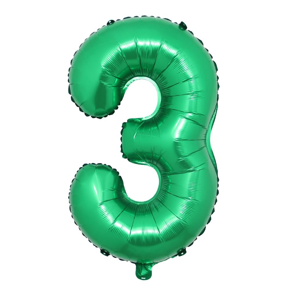 32 green number balloons Foil Balloon Jungle Safari Birthday Balloon Party Decoration Baloon 0 1 2 3 4 5 6 7 8 9 globos Digits Balls (32 inch Green 3)