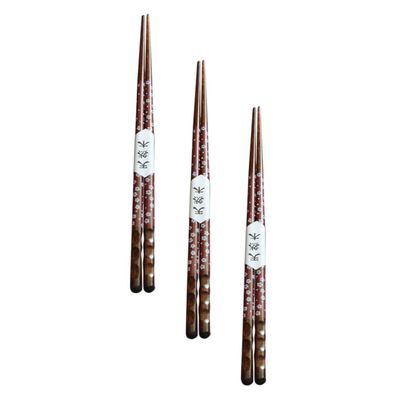 IMIKEYA 3pairs Fine Japanese Chopsticks Pointed Head Wooden Chopsticks Heatproof and Portable for Cooking