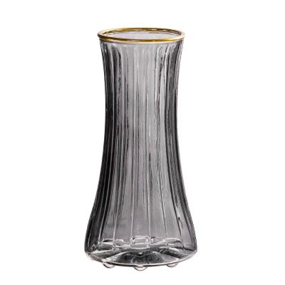 LZSUFDSK Light Luxury, Gold Transparent Glass vase, Dried Flowers, Living Room Flower Ornaments, Creative and Simple Nordic Water Flower Arrangement