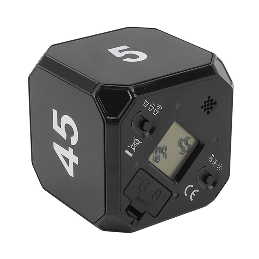 Compact Multi Use Flip Timer, Easy Cooking Timer, Mute Mode, Portable Design (Black)