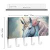 Unicorn Key Holder for Wall PU Key Hooks Key Rack Mounted Hanger Wall Shelf with 5 Hooks for Women Men, style view 2