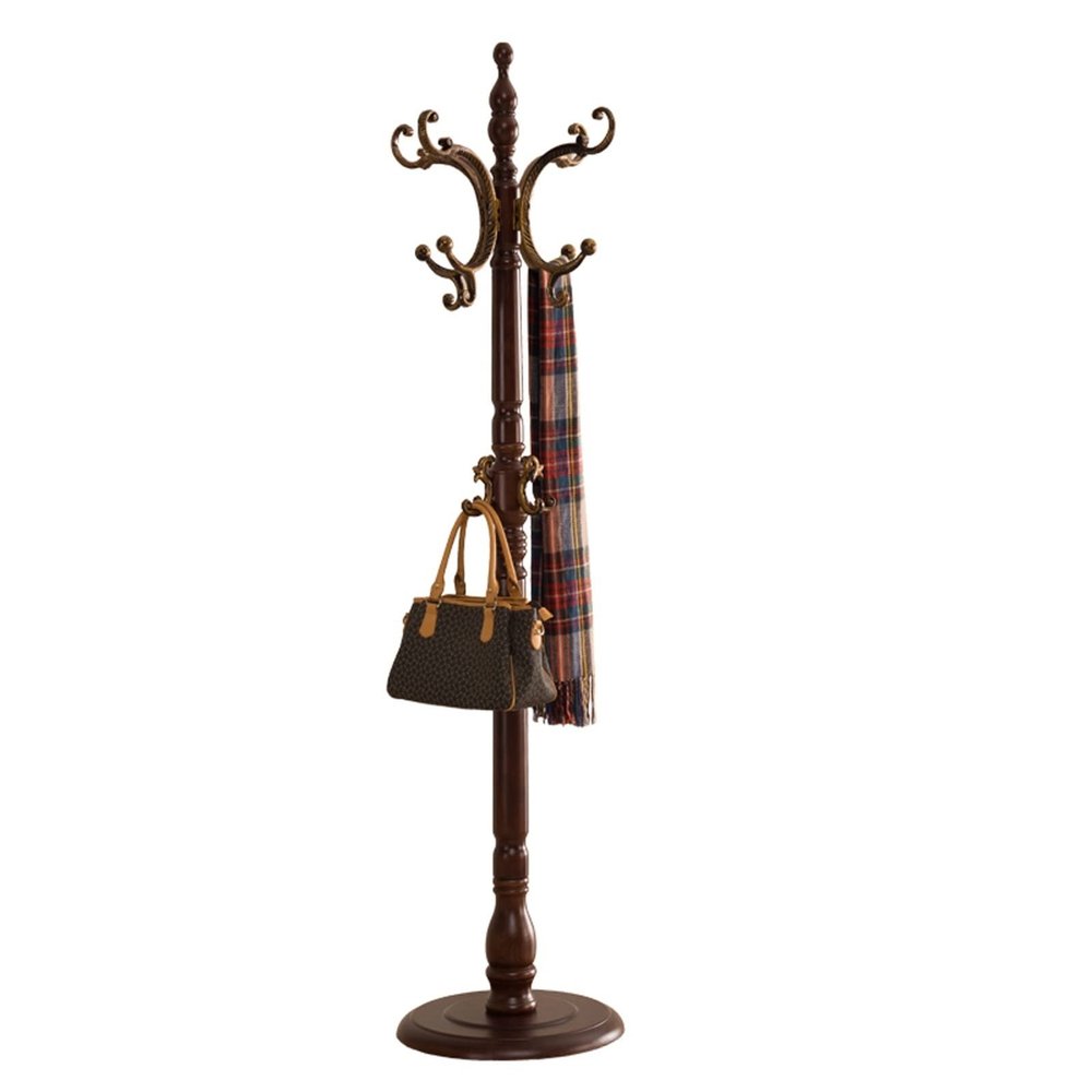 HEAIQI Coat Rack Freestanding Retro Home Floor Coat Rack Standing Coat Rack with 8 Hooks Tree Hanger for Corner Coat Rack Bedroom Living Room Coat Hanger Standing, Brown