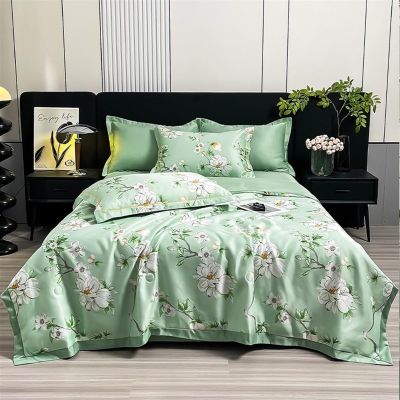 NGEWFGH Air Conditioning Comforter Premium Ice Silk Quilt Cover Summer Cool Quilt Silky Nude Sleeping 4PCs Bedding Sets Luxurious Bedspread for Hot Sleepers (Color : Green, Size : 150x200cm)