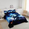 Dragon Bedding Set Full Size,Snow Mountain Starry Sky Galaxy Comforter Set for Kids Boys Men Teens Room Decor,Glitter Star Trippy Duvet Insert 3Pcs,Western Magical Animal Blue Quilt Set,2 Pillowcases view 2