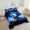 Dragon Bedding Set Full Size,Snow Mountain Starry Sky Galaxy Comforter Set for Kids Boys Men Teens Room Decor,Glitter Star Trippy Duvet Insert 3Pcs,Western Magical Animal Blue Quilt Set,2 Pillowcases view 3