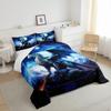 Dragon Bedding Set Full Size,Snow Mountain Starry Sky Galaxy Comforter Set for Kids Boys Men Teens Room Decor,Glitter Star Trippy Duvet Insert 3Pcs,Western Magical Animal Blue Quilt Set,2 Pillowcases view 4