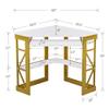VECELO Corner Desk Computer Desk Writing Table with Smooth Keyboard Tray & Storage Shelves,Compact Home Office Triangle Table,Gold & White view 3