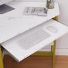VECELO Corner Desk Computer Desk Writing Table with Smooth Keyboard Tray & Storage Shelves,Compact Home Office Triangle Table,Gold & White view 4