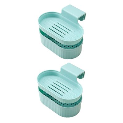 DECHOUS 2sets Double-Layer Sink Basket Storage Holders Hanging Sponge Drain Racks for Kitchen Punch Installation Space-Saving Design for Dishes Fruits and Vegetables