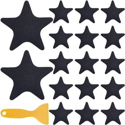 GORGECRAFT 20Pcs Non Slip Bathtub Stickers Black Pentagram Adhesive Shower Sticker Decals Star Tubs Safety Shower Treads with Scraper for Bathroom Bathtub Shower Floor Ladders Stairs Swimming Pool