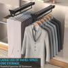 UUNVTOSU Pull-Out Closet Rod Closet Clothes Hanger Rail Sliding Wardrobe Closet Valet Rod Top Mounted Trousers Rack Space Saving for Pants and Coat Racks (Color : Black, Size : 26.5x12cm) view 2