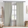 94 Inch Long Blackout Curtains 2 Panels,Pleated Back Tab Rod Pocket with Hooks,Solid Rustic Heat Reflective Linen Textured Dark Out Darkening Curtains for Living Room 50W x 94L Natural Cream view 1