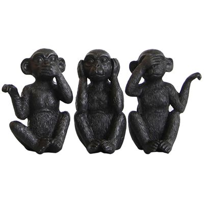 Kichvoe 3 Statue Hear No See No Evil Truths Monkey Figurines Wisdom Monkey Sculpture for Home Fengshui Decor Brings Good Luck Black