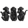Kichvoe 3 Statue Hear No See No Evil Truths Monkey Figurines Wisdom Monkey Sculpture for Home Fengshui Decor Brings Good Luck Black view 1