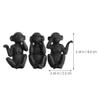Kichvoe 3 Statue Hear No See No Evil Truths Monkey Figurines Wisdom Monkey Sculpture for Home Fengshui Decor Brings Good Luck Black view 2