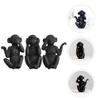 Kichvoe 3 Statue Hear No See No Evil Truths Monkey Figurines Wisdom Monkey Sculpture for Home Fengshui Decor Brings Good Luck Black view 3