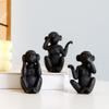 Kichvoe 3 Statue Hear No See No Evil Truths Monkey Figurines Wisdom Monkey Sculpture for Home Fengshui Decor Brings Good Luck Black view 4