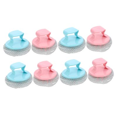 Beaupretty 8pcs Stainless Steel Wire Brush with Ergonomic Handle Kitchen Cleaning Scrubbers for Effortless Decontamination Random Color for Household Use