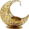 Eid Mubarak Candle Holder Metal Candlestick Moon Candle Holder Moon Candlestick Holder Dinner Candle Holder for Eid Mubarak Spring Festival Party Supply - Gold view 1