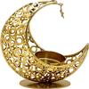 Eid Mubarak Candle Holder Metal Candlestick Moon Candle Holder Moon Candlestick Holder Dinner Candle Holder for Eid Mubarak Spring Festival Party Supply - Gold view 3