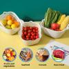 AOKID Kitchen Strainers,8 Pcs Double-Layer Washing Basket for Food Drainage and Storage,Portable Plastic Kitchen Washbas with Handles,Colanders Strainers for Fruits Vegetables Cleaning Wash White view 2