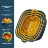 AOKID Kitchen Strainers,8 Pcs Double-Layer Washing Basket for Food Drainage and Storage,Portable Plastic Kitchen Washbas with Handles,Colanders Strainers for Fruits Vegetables Cleaning Wash White view 3