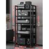 Media Storage Cabinet, 5-Tier Shelves Audio Video Media Stand Cabinet with Height Adjustable, for Store Cable Boxes, DVD Players, Streaming Devices, Home Theater Receivers,Black view 2