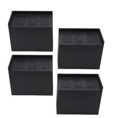XHTLLO 4Pcs Heavy Duty Riser Black 5in Squared Enlarged Furniture Risers, Widened Design for Office Chairs, Sofas, Beds, Provides More Space, User Friendly, Rubber with Anti Skid Pad