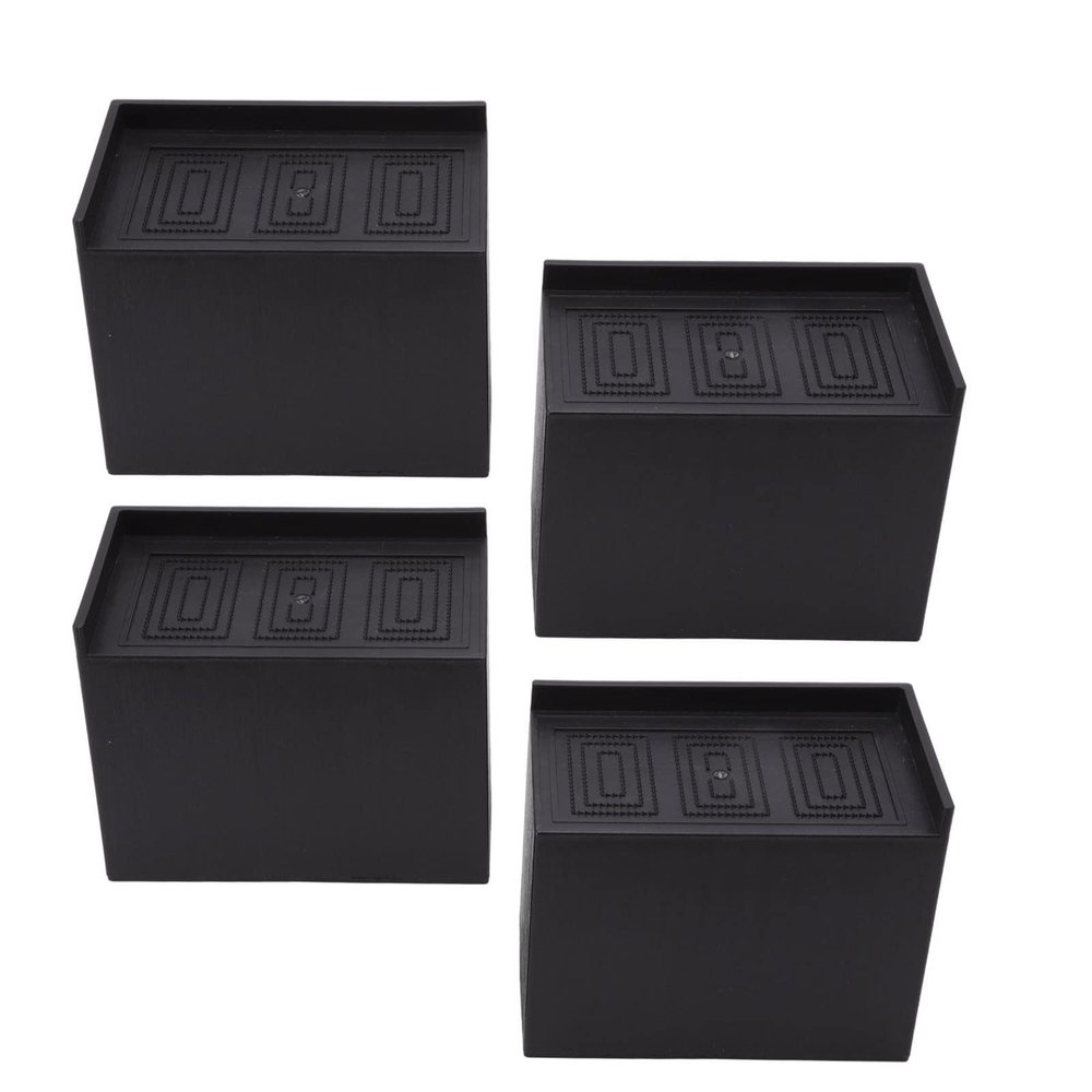 XHTLLO 4Pcs Heavy Duty Riser Black 5in Squared Enlarged Furniture Risers, Widened Design for Office Chairs, Sofas, Beds, Provides More Space, User Friendly, Rubber with Anti Skid Pad