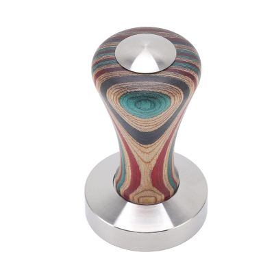 XHTLLO Colorful Wood Coffee Tamper Stainless Steel Base Flat Powder Hammer Ergonomic Handle for Coffee Accessories(51MM)