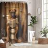 Orlco Art Farm Animal Shower Curtain Farmhouse Brown Wood Grain Funny Animal Dog Rustic Wooden Western Fabric Bathroom Decor Curtain with 12 Hooks 72"x72" view 2