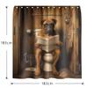 Orlco Art Farm Animal Shower Curtain Farmhouse Brown Wood Grain Funny Animal Dog Rustic Wooden Western Fabric Bathroom Decor Curtain with 12 Hooks 72"x72" view 4