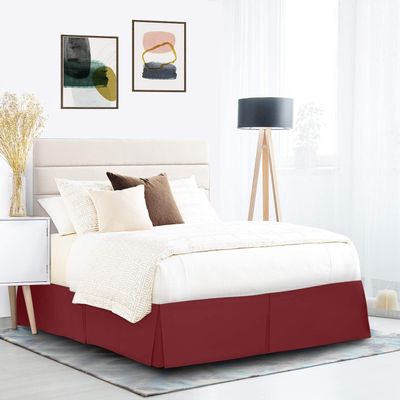 Texonic Split Corner Bed Skirt 13 Inch Drop Full Size 100% Egyptian Cotton Wrinkle and Fade Resistant Long Staple Premium 600 Thread Count - Burgundy