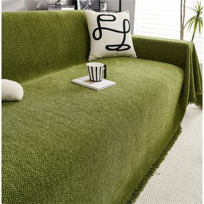 Couch Cover Sofa Covers for 3 Cushion, Oversized Sofa Blanket Cover for Pets, Chenille Sofa Cover Blanket Couch Protector for Dogs, Washable (Color : Green, Size : 180x340cm/71x134in)
