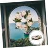 Cabilock White Flower Garland Simulation Wreath for Home Decor Festive Hanging Adornment for Door and Wall Decoration for Parties and Celebrations view 4