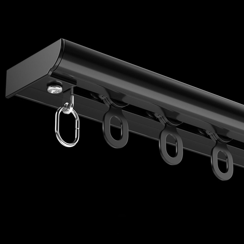 Cafe curtain rod,Aluminum Alloy Curtain Track Rail,curtain track ceiling mount,cafe curtain rod,Scope of application:Suitable for living rooms,bathrooms,bedrooms,ceilings,bay windows ( Color : Black ,