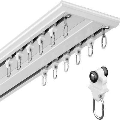 Curtain Double Tracks System, Ceiling Mounting Heavy-Duty Curtain Rails, Silent Curtain Rail, Curtain Pole For Living Room, Hotel, Hospital, Classrooms (Color : A, Size : 200cm/6.6ft/2 * 100cm)