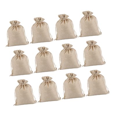 FOMIYES 20pcs Linen Gift Bags Linen Wrapping Bags Party Linen Gift Bag Linen Storage Bag Flax Storage Bag Linen Drawstring Bags, Khaki