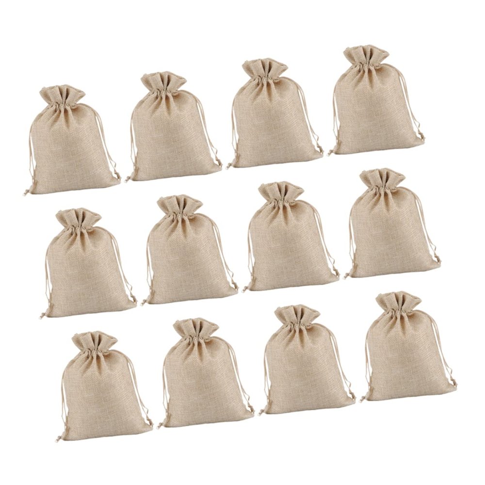 FOMIYES 20pcs Linen Gift Bags Linen Wrapping Bags Party Linen Gift Bag Linen Storage Bag Flax Storage Bag Linen Drawstring Bags, Khaki