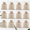 FOMIYES 20pcs Linen Gift Bags Linen Wrapping Bags Party Linen Gift Bag Linen Storage Bag Flax Storage Bag Linen Drawstring Bags, Khaki view 2
