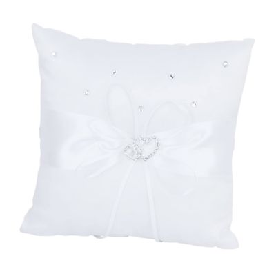Alipis Double Heart Wedding Pillow with Satin Ribbons Rhinestone Buckle Bridal Cushion for Ceremony for Page Boy Holding