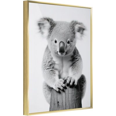 ZYSYML Retro Koala Canvas Wall Art Country Animal Printing Funny Koala Wall Dcor Rustic Home Artwork for Nursery Decor Bathroom Kitchen Kid's Room Decoration Metal Gold 16x24inch