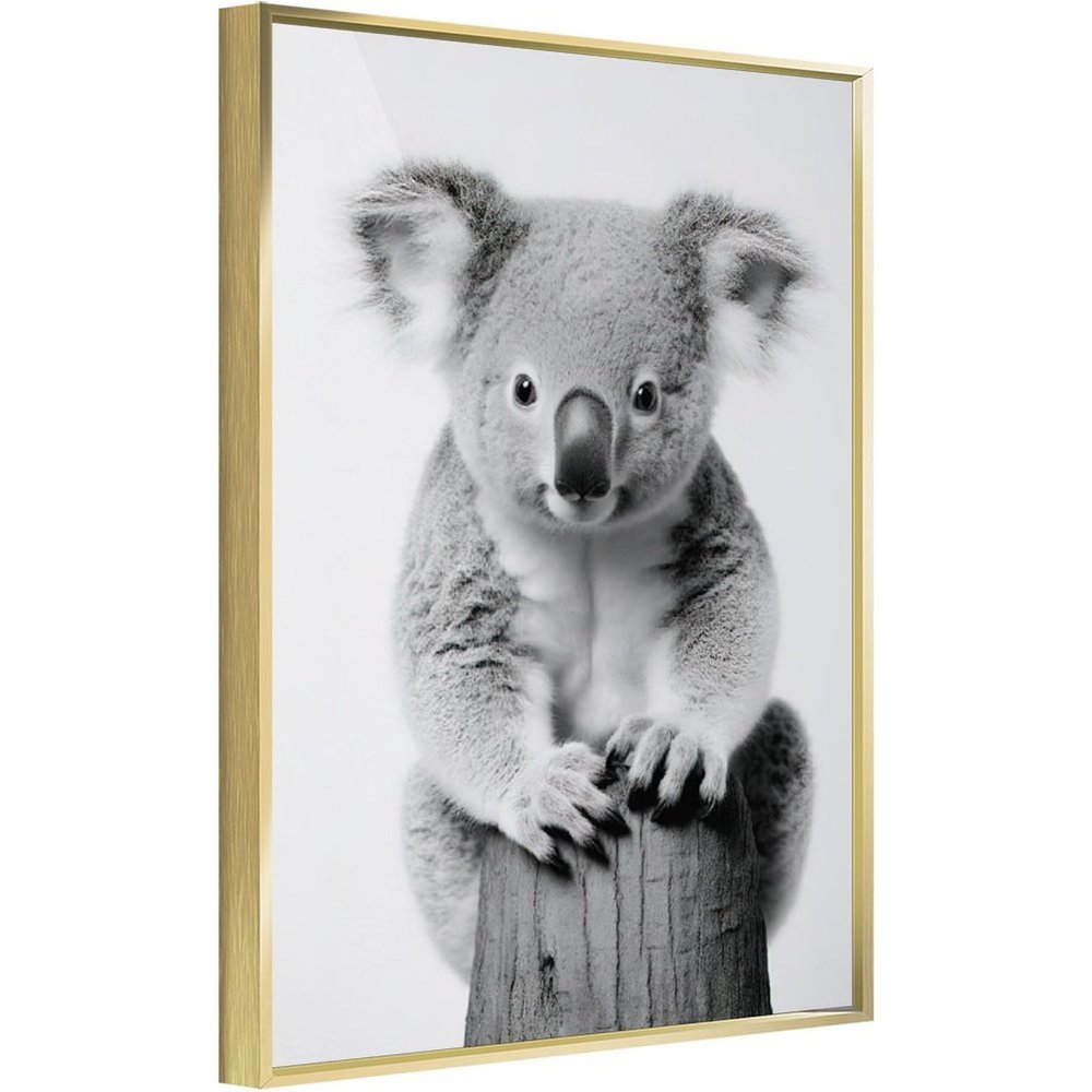 ZYSYML Retro Koala Canvas Wall Art Country Animal Printing Funny Koala Wall Dcor Rustic Home Artwork for Nursery Decor Bathroom Kitchen Kid's Room Decoration Metal Gold 16x24inch